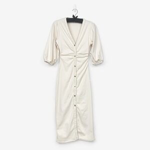 Zara Cream Button-Front Midi Dress